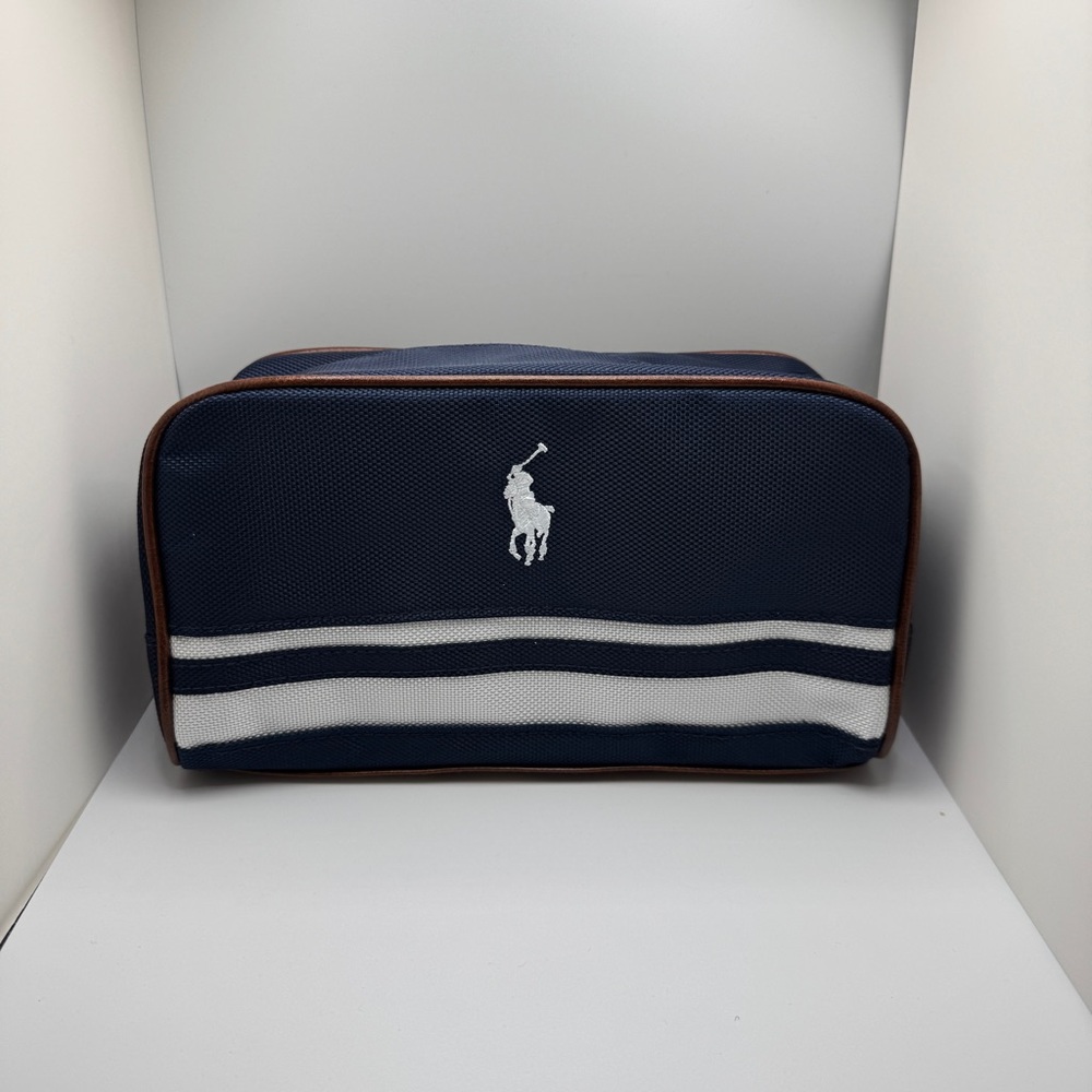Polo by Ralph Lauren Men's Navy and White Toiletry Bag